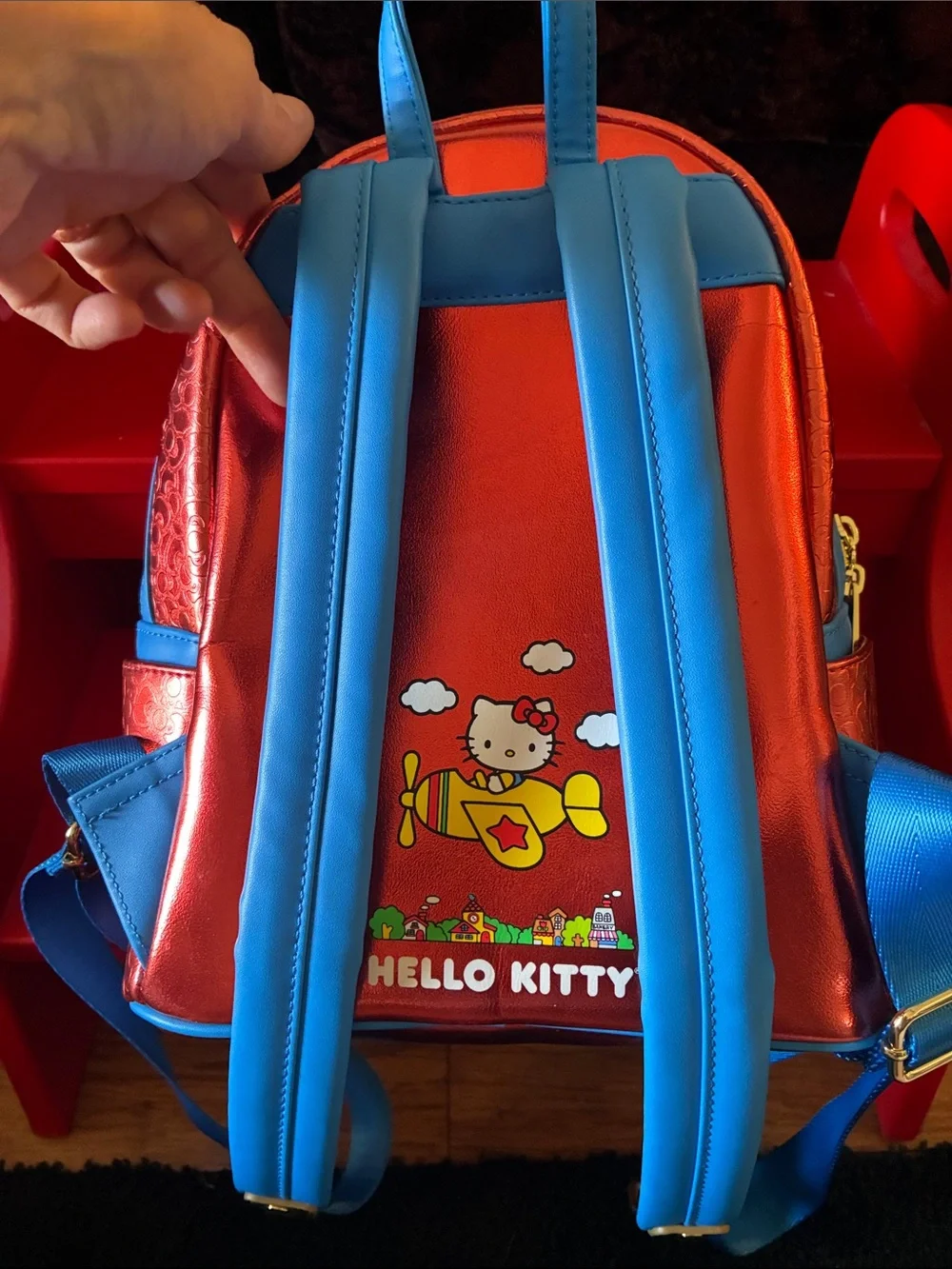 Loungefly Sanrio Hello Kitty Red and Blue 50th Anniversary Mini Backpack